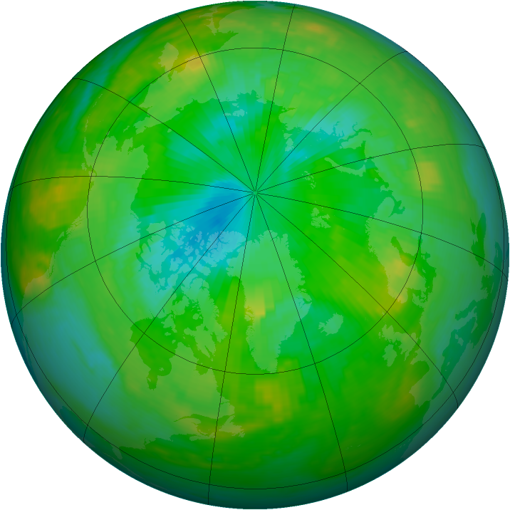 Arctic ozone map for 19 July 1983